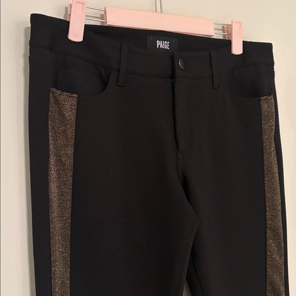 PAIGE MELISSA PONTE METALLIC-STRIPE MIDRISE SKINNY LEGGING BLACK size 31 - Picture 3 of 6